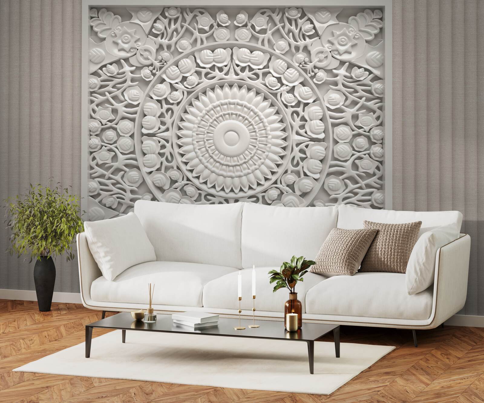 Fototapeta objemový basreliéf na sivom pozadí