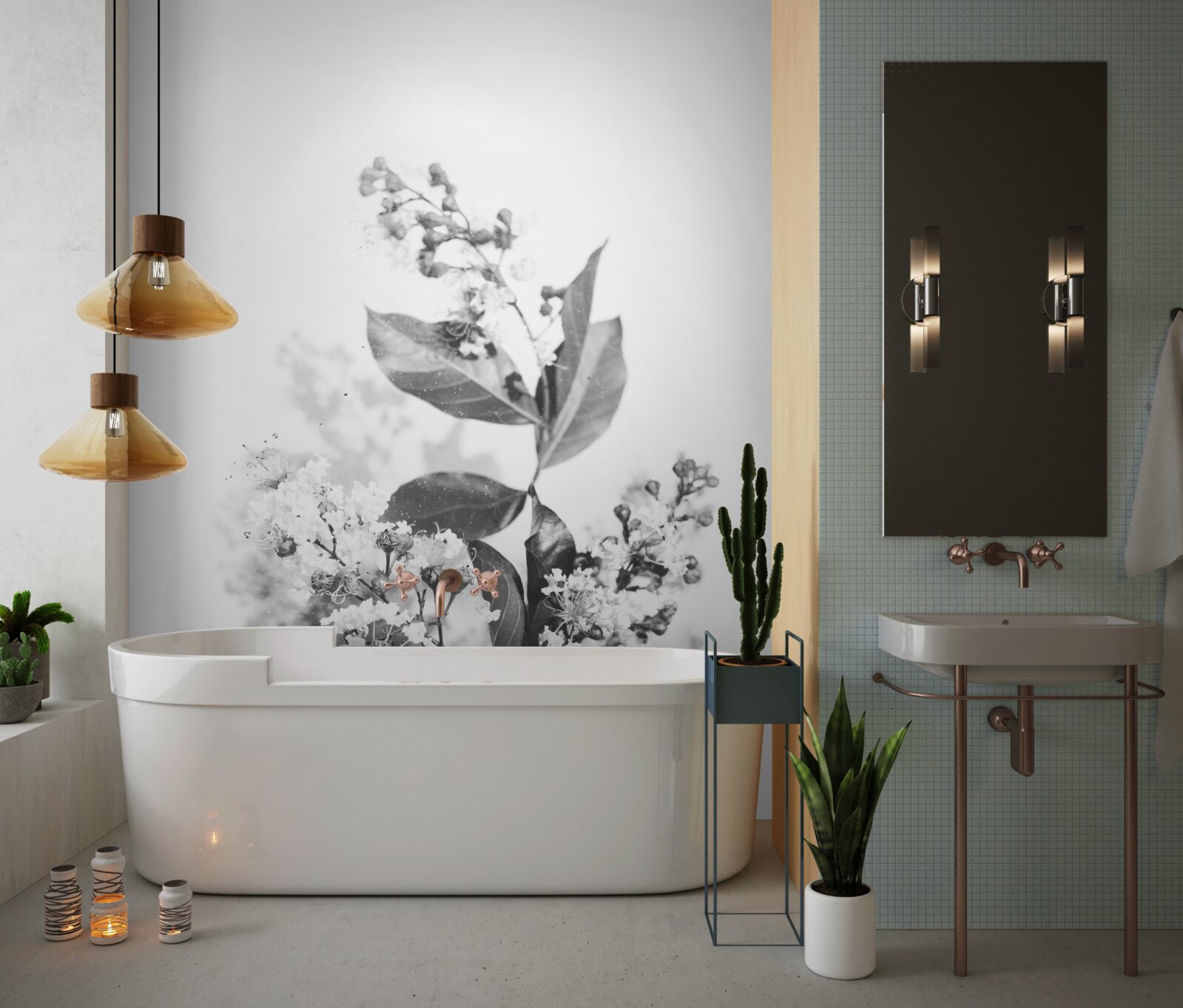 Fototapeta vetva s kvetnými pukmi smaragdovej krásy