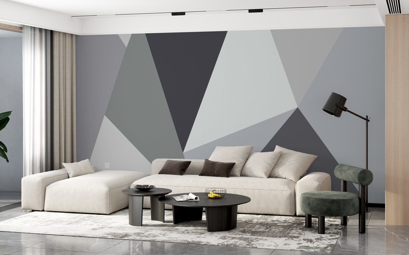 Fototapeta tmavo a svetlosivé trojuholníky