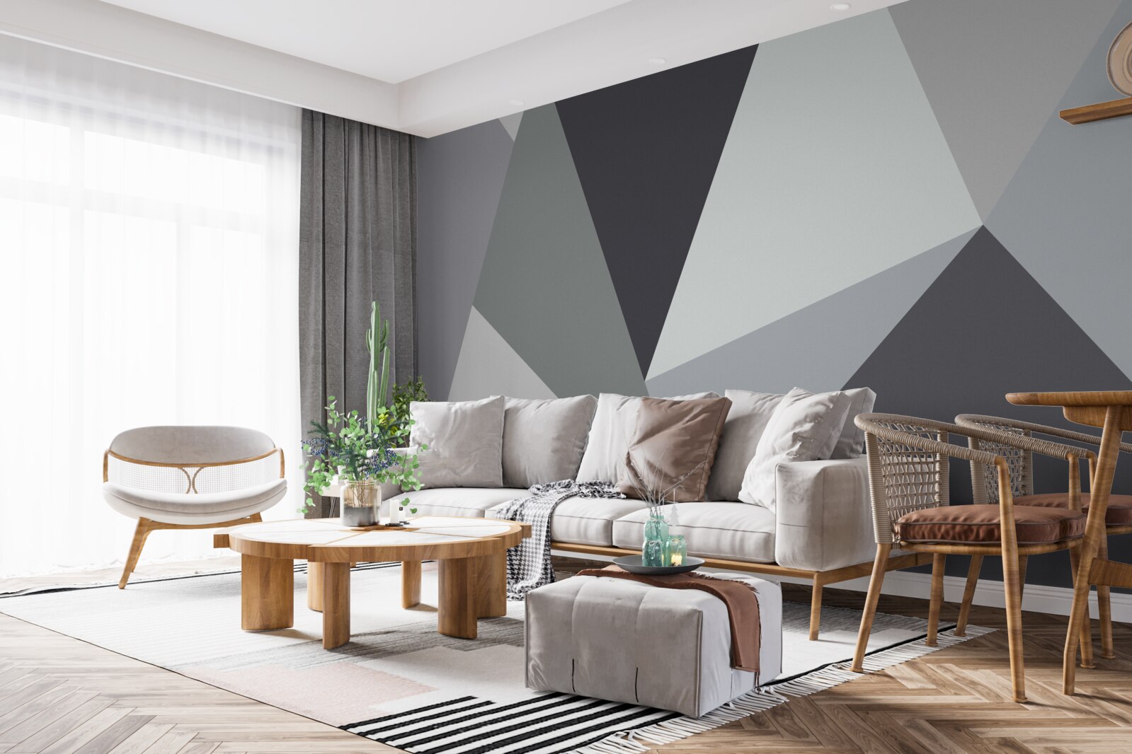 Fototapeta tmavo a svetlosivé trojuholníky