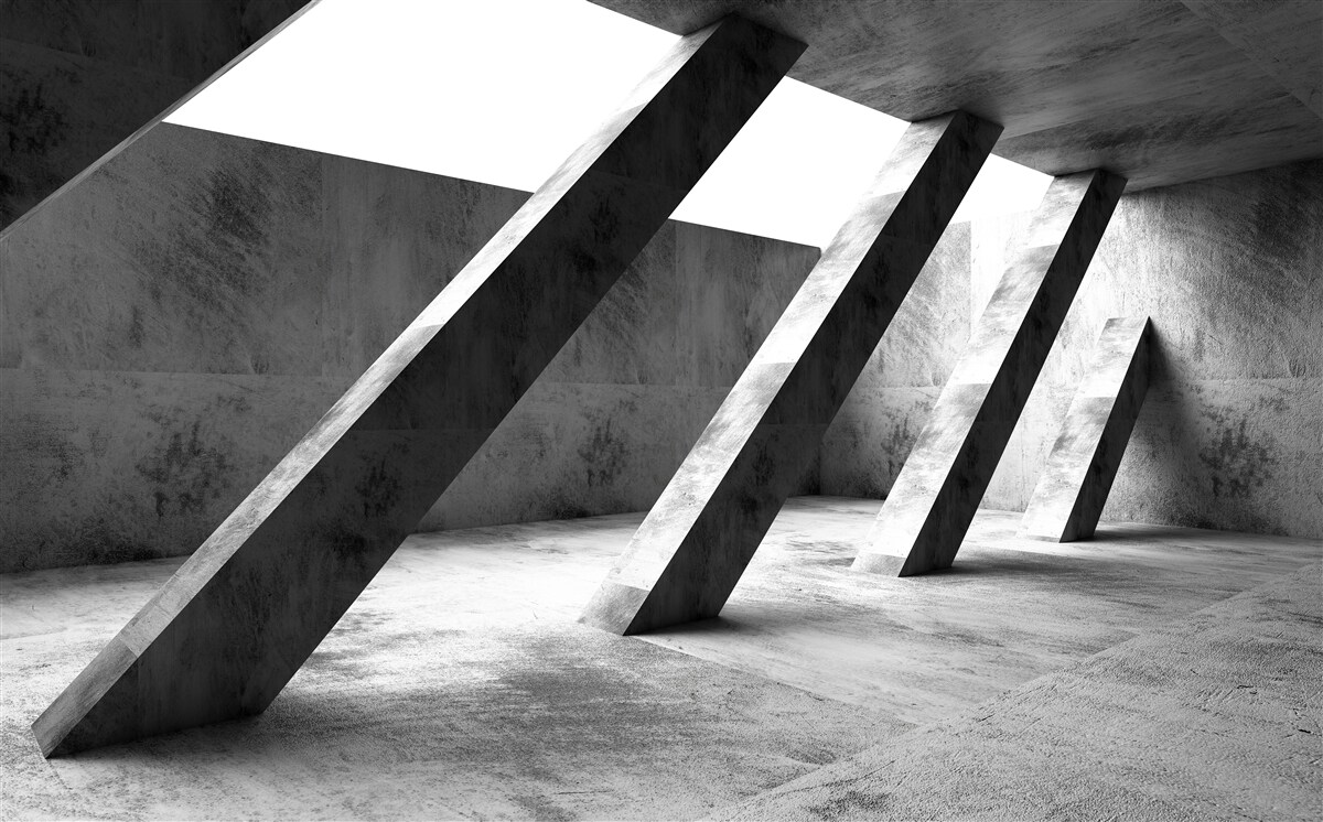 Fototapeta betónové stĺpy v čiernej a bielej farbe