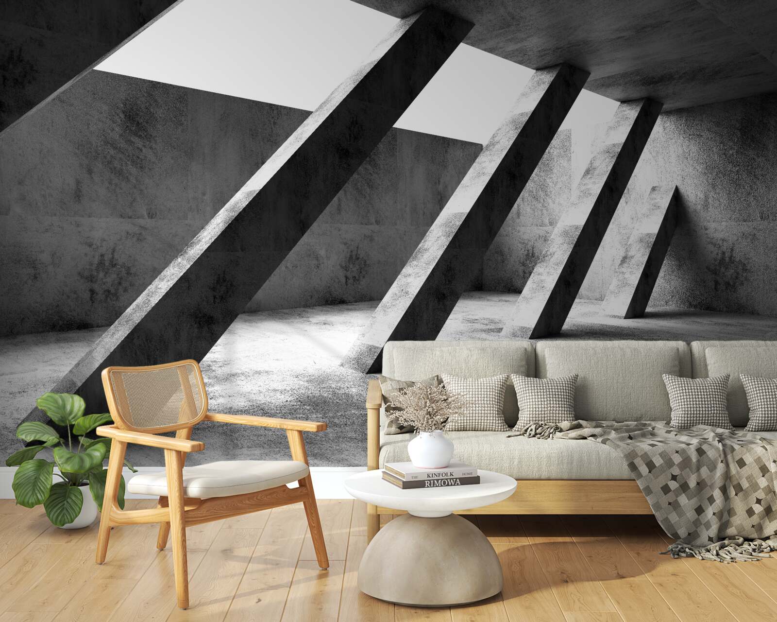 Fototapeta betónové stĺpy v čiernej a bielej farbe