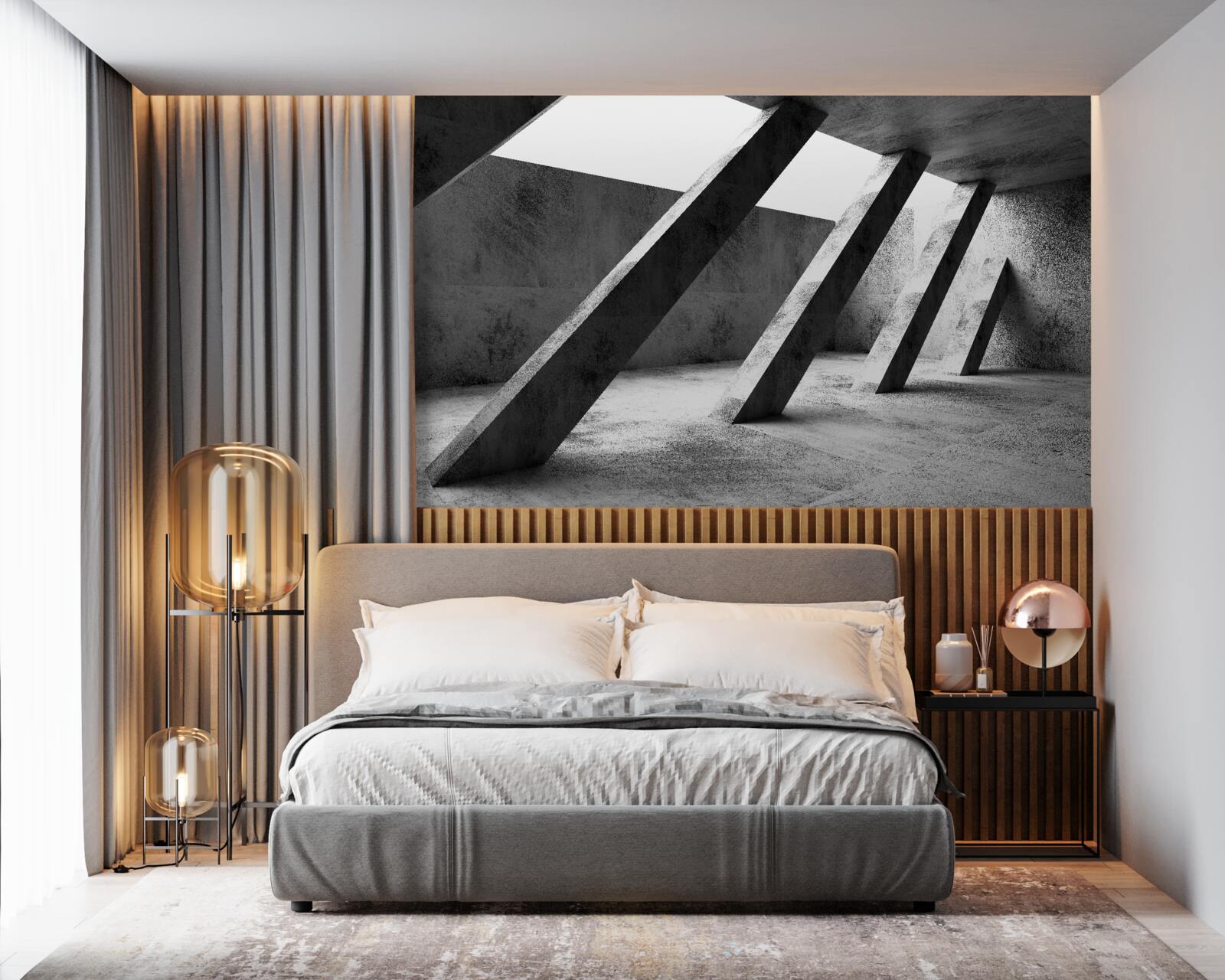 Fototapeta betónové stĺpy v čiernej a bielej farbe