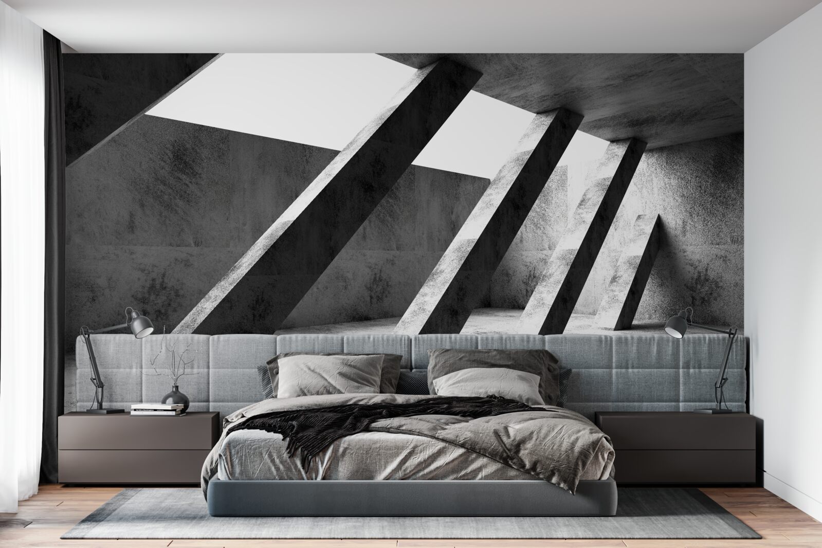 Fototapeta betónové stĺpy v čiernej a bielej farbe