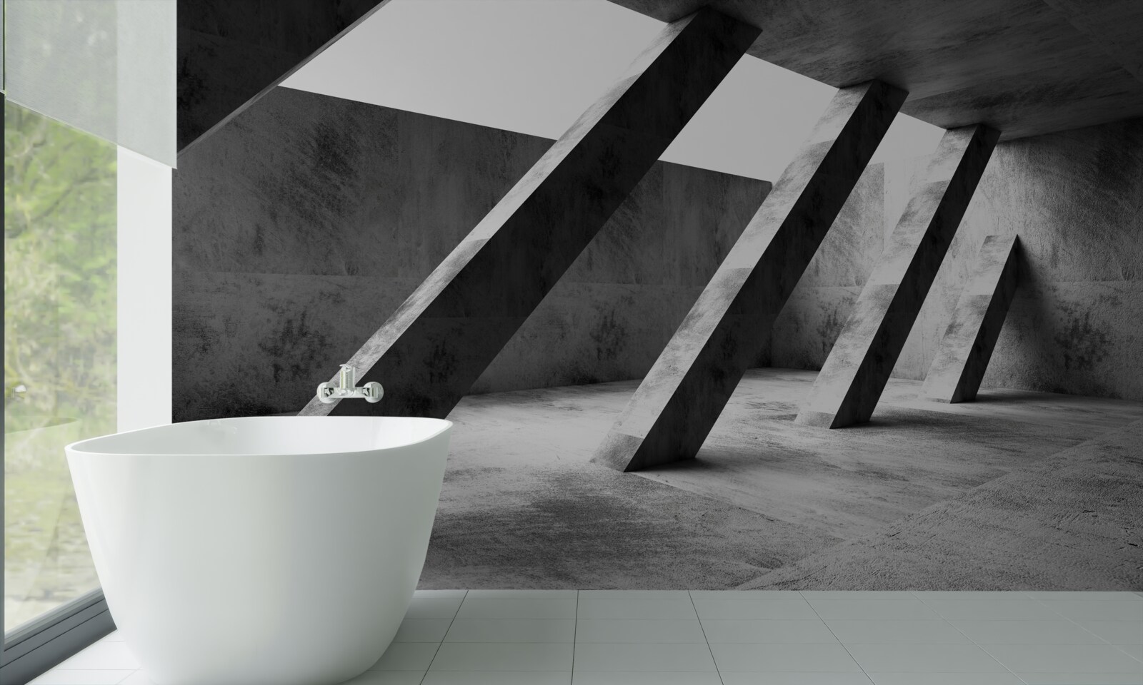 Fototapeta betónové stĺpy v čiernej a bielej farbe