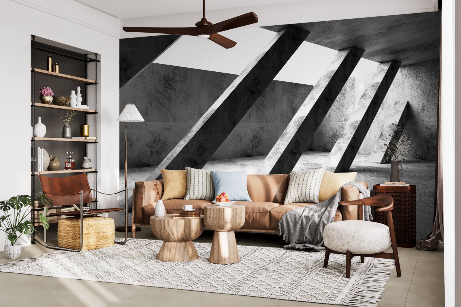 Fototapeta betónové stĺpy v čiernej a bielej farbe