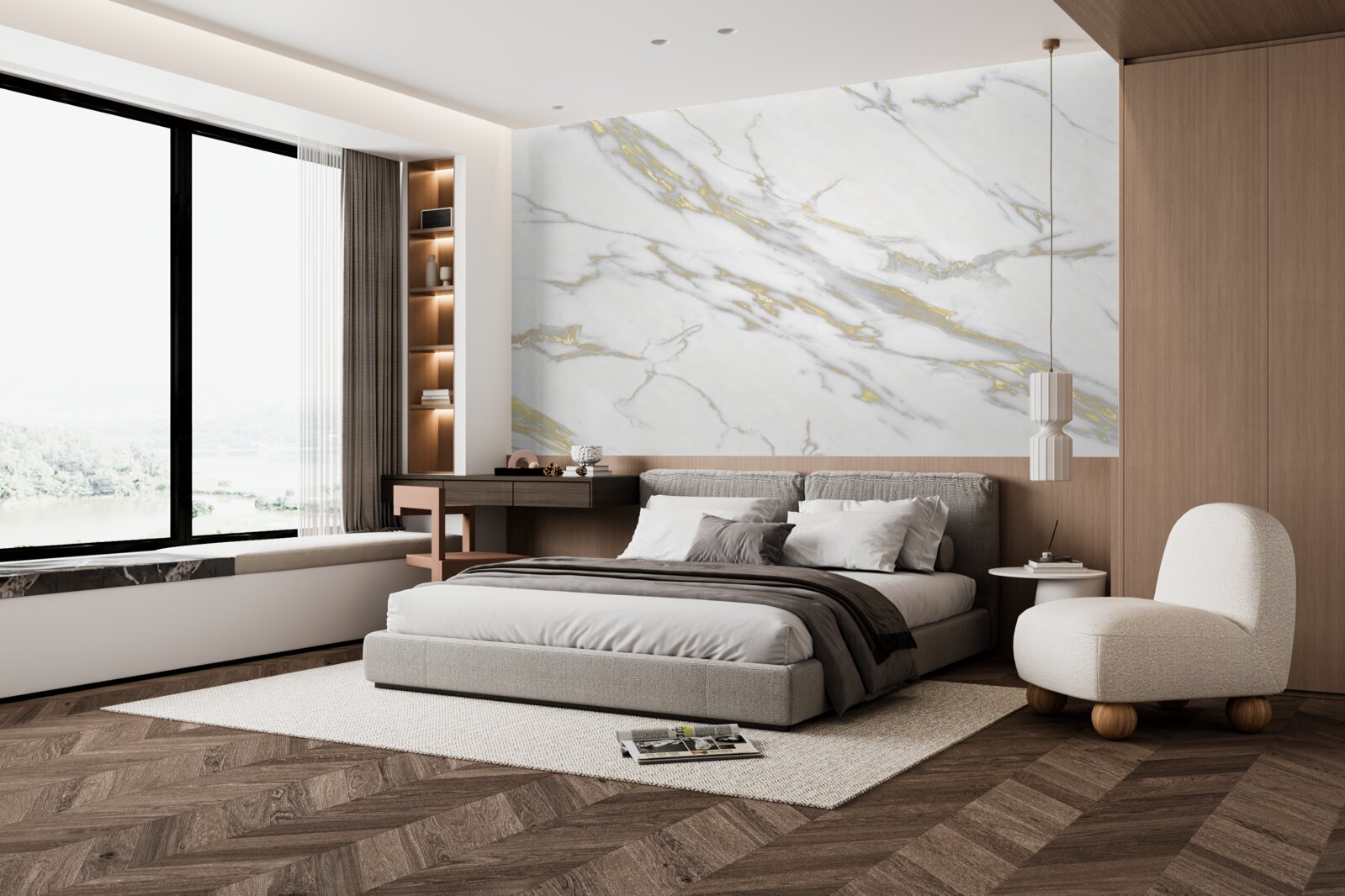 Fototapeta súvislá priehlbina na svetlom mramore