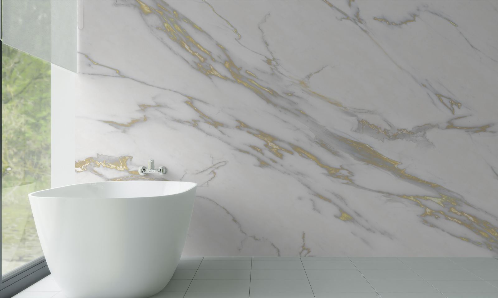 Fototapeta súvislá priehlbina na svetlom mramore