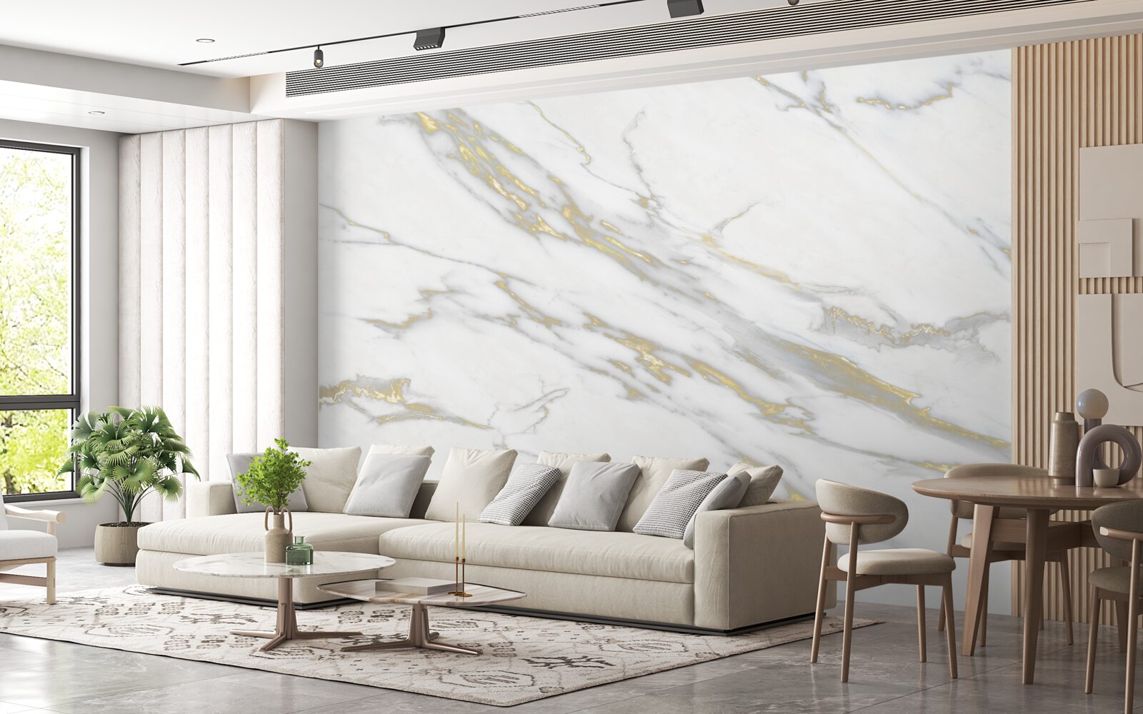 Fototapeta súvislá priehlbina na svetlom mramore