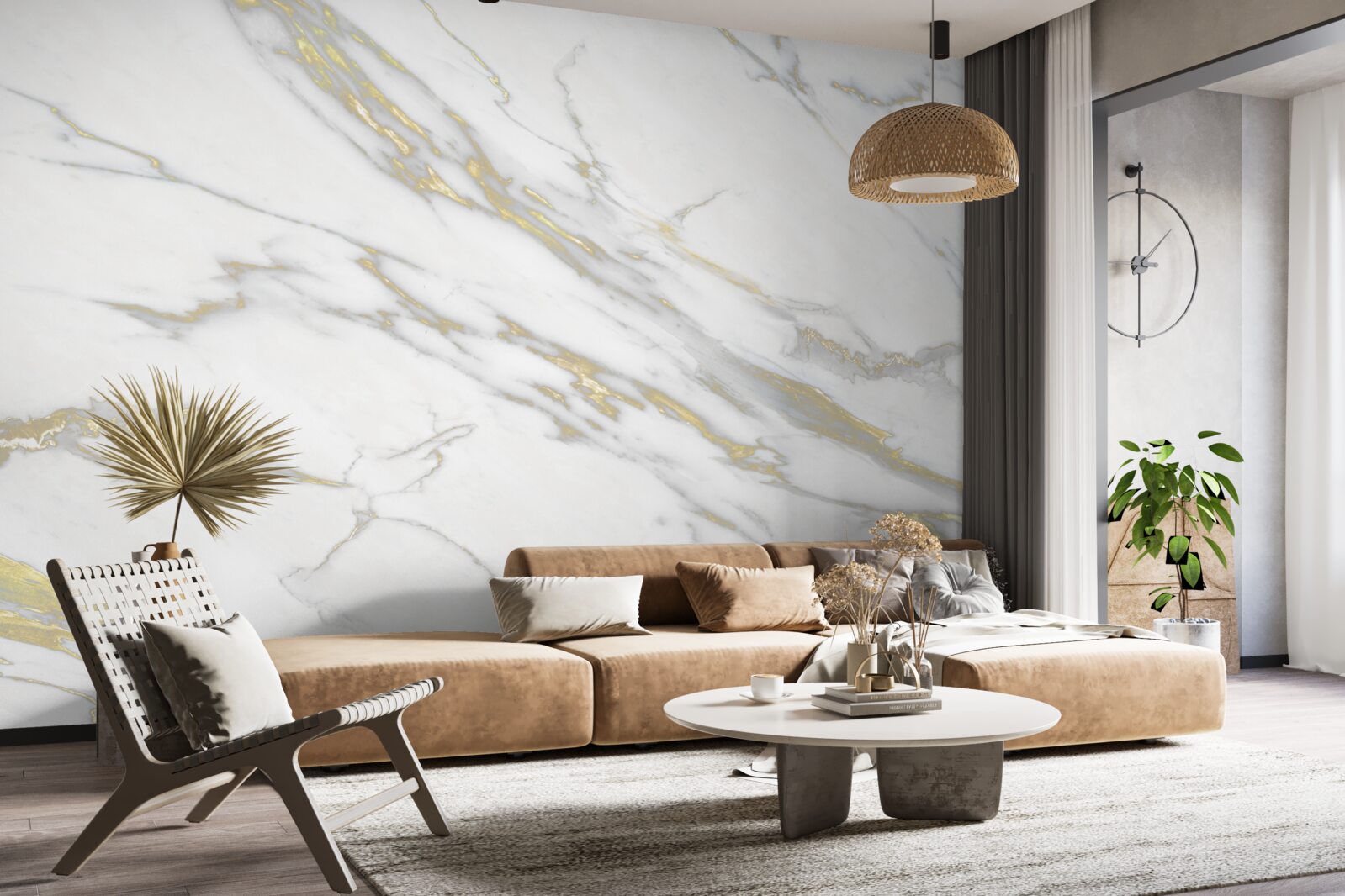 Fototapeta súvislá priehlbina na svetlom mramore