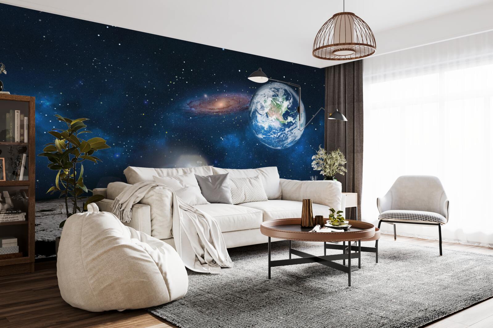 Fototapeta pohľad na Zem z kozmickej perspektívy Mesiaca s futuristickými prvkami