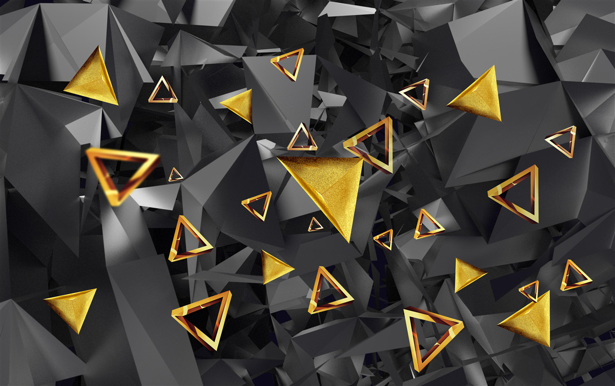 Fototapeta zlaté trojuholníky stúpajúce proti tme