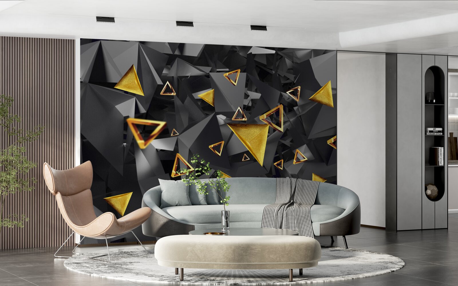 Fototapeta zlaté trojuholníky stúpajúce proti tme