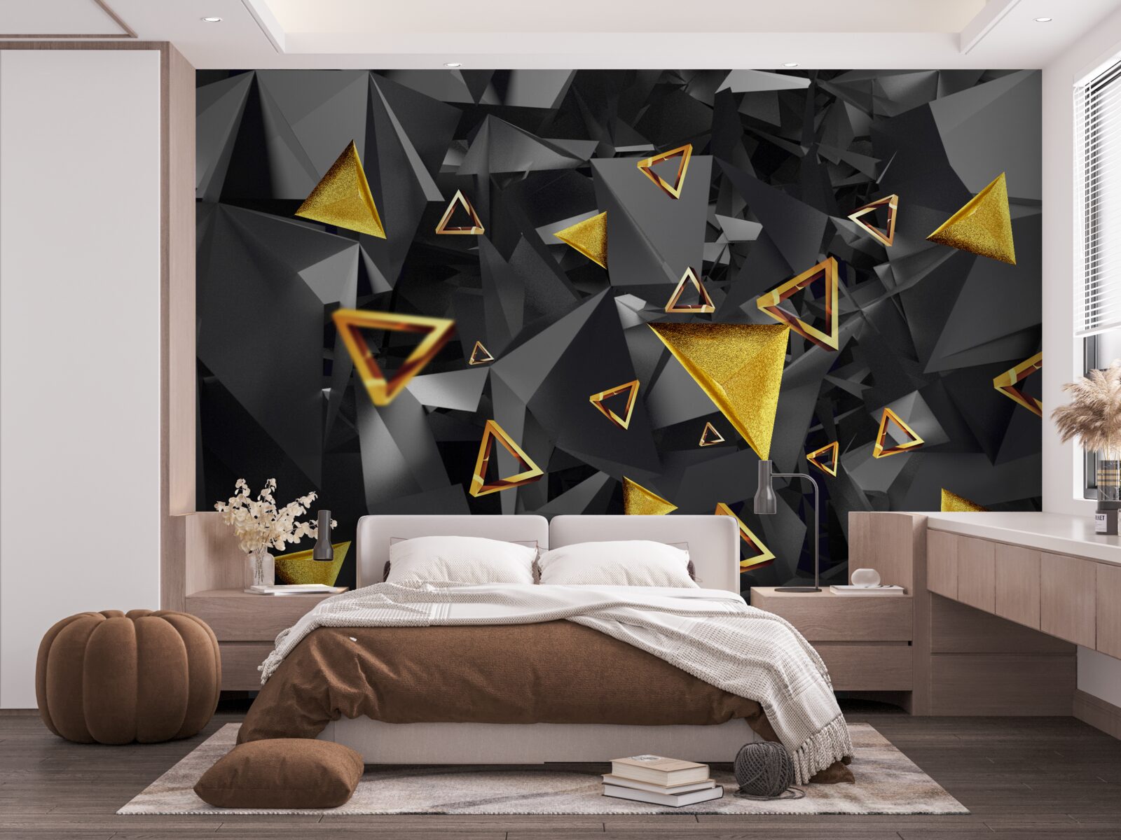 Fototapeta zlaté trojuholníky stúpajúce proti tme