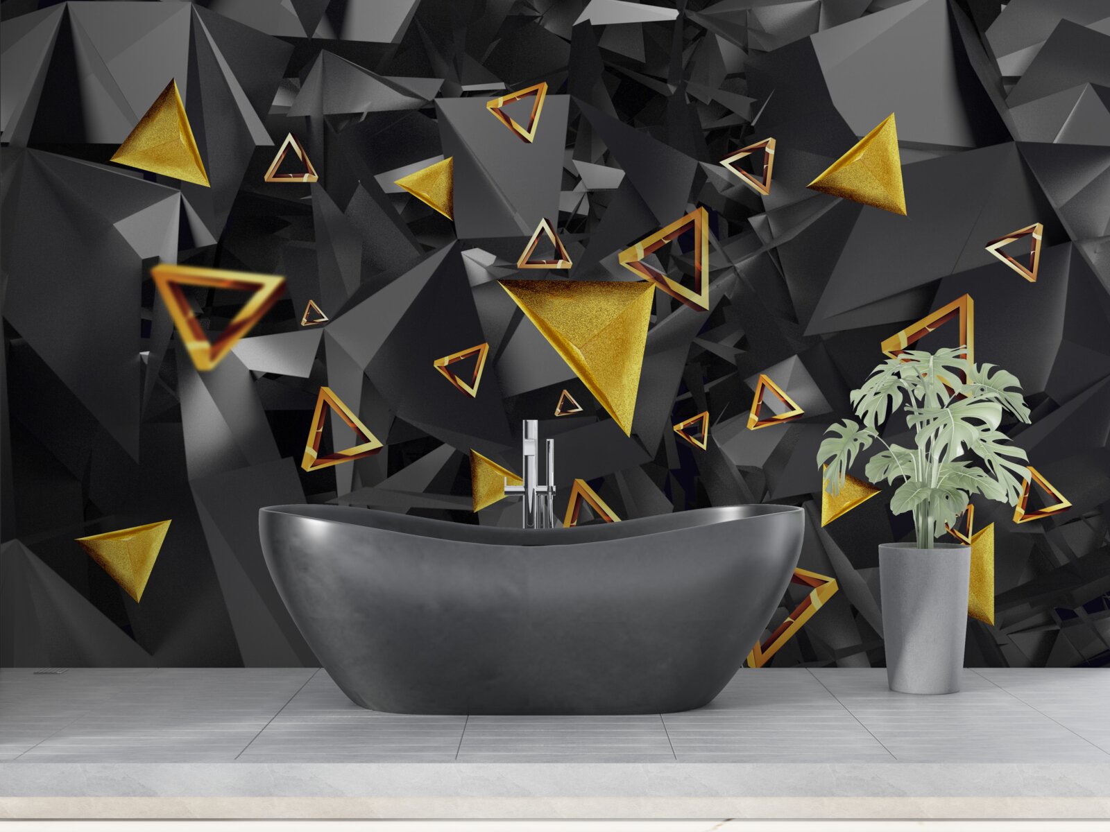 Fototapeta zlaté trojuholníky stúpajúce proti tme