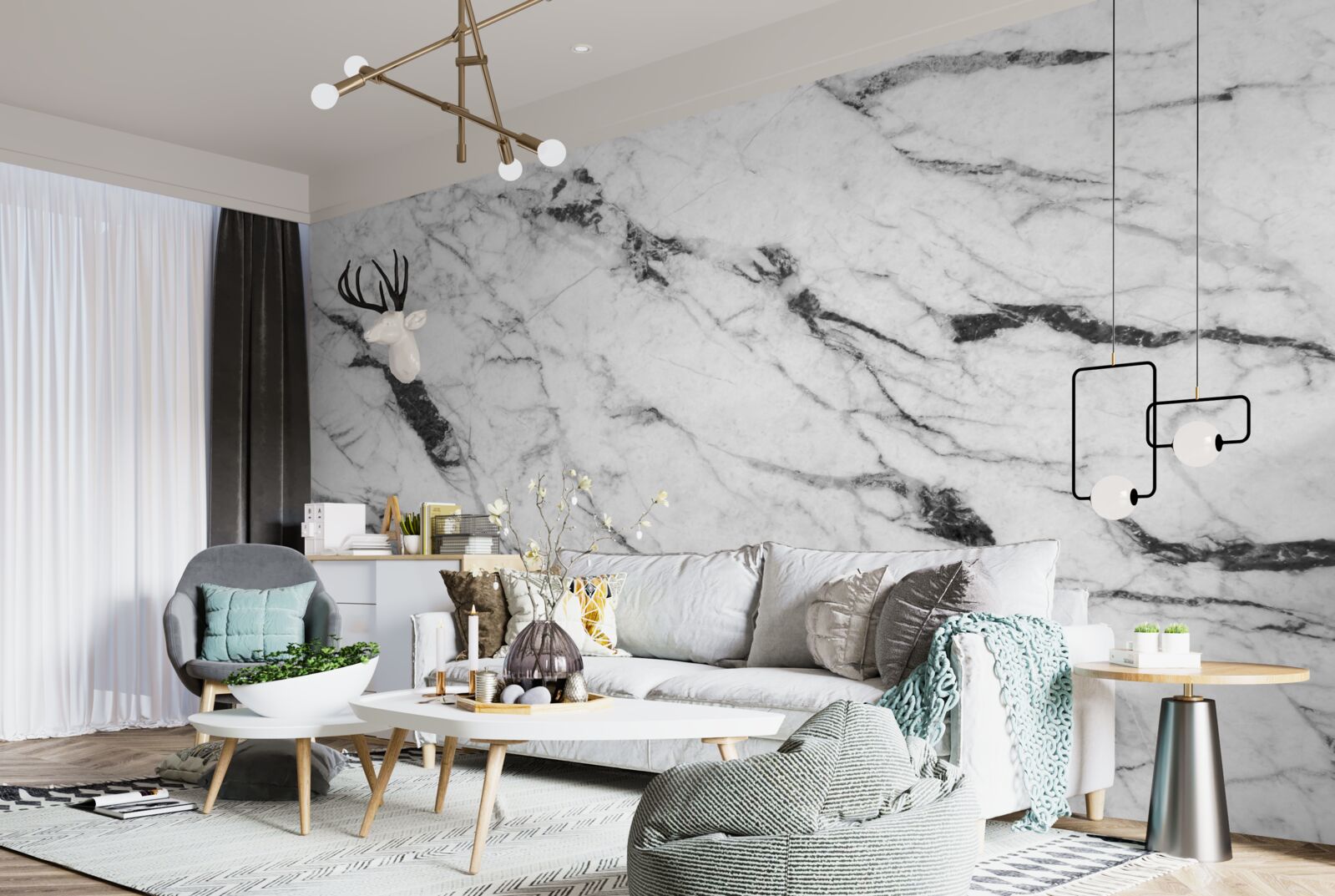 Fototapeta kombinácia bieleho a modrého dymu