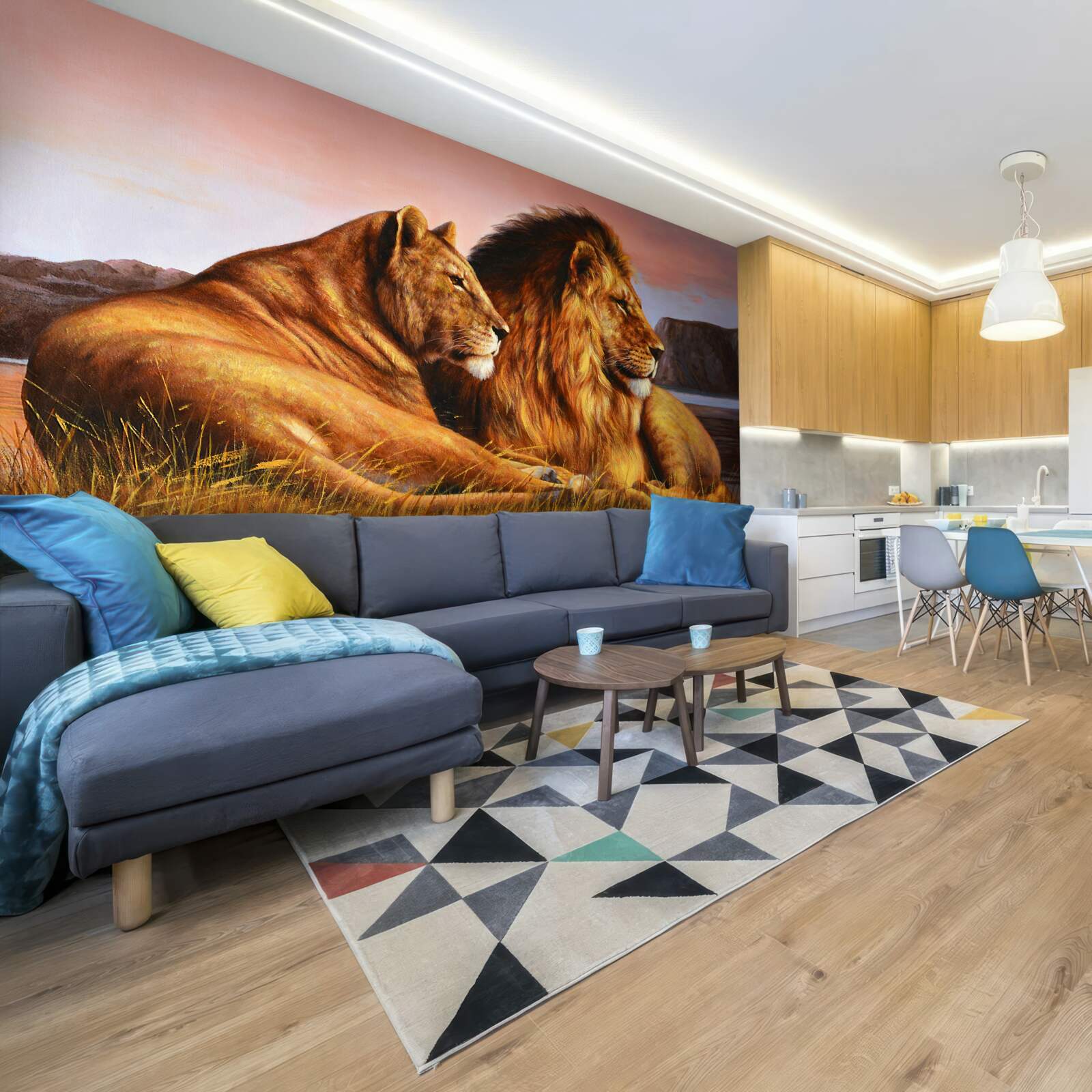 Fototapeta rodina levov bdie nad svojimi deťmi