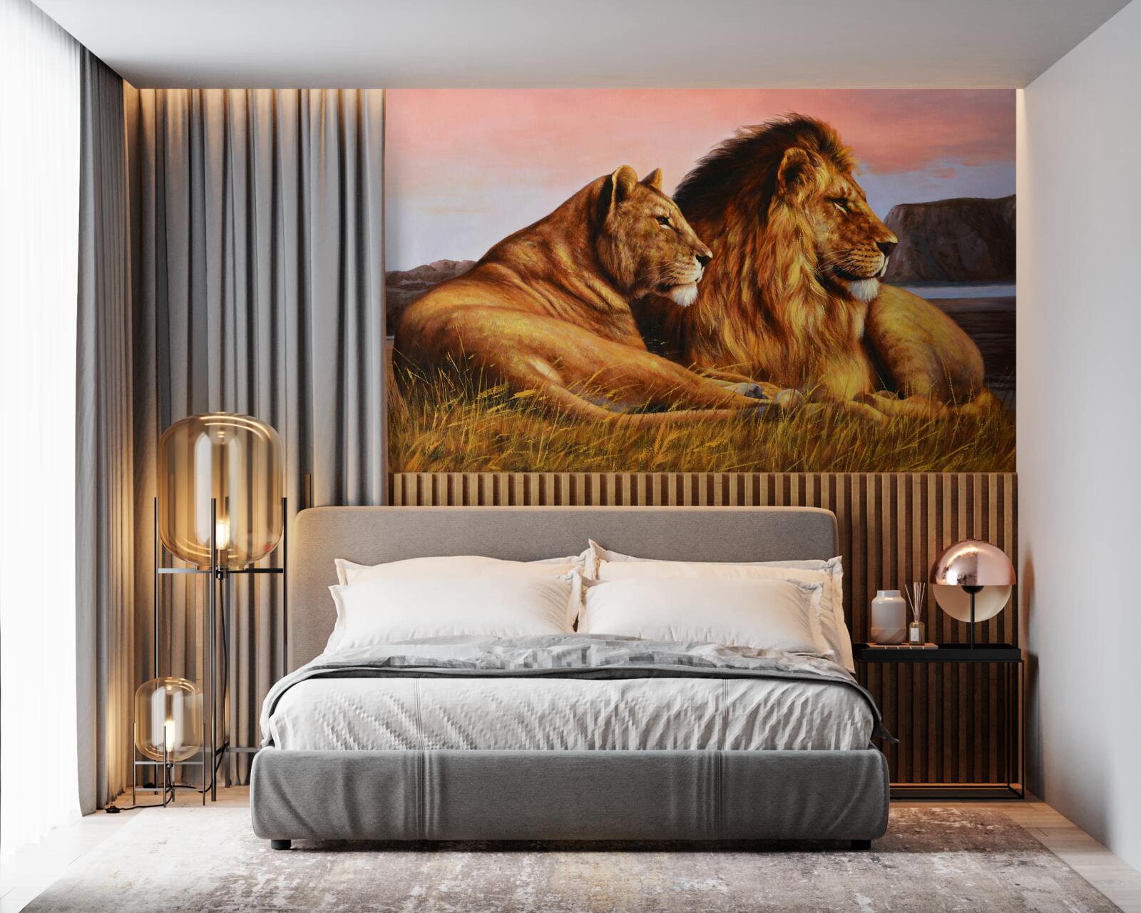 Fototapeta rodina levov bdie nad svojimi deťmi