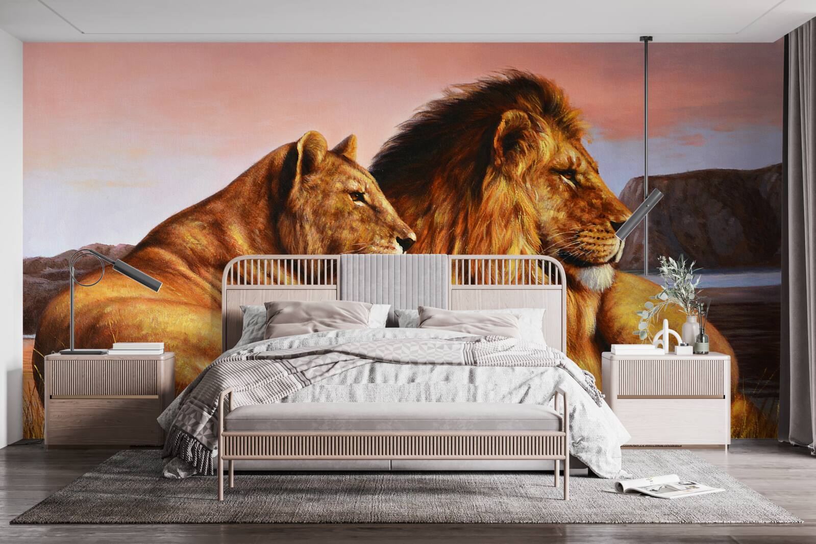 Fototapeta rodina levov bdie nad svojimi deťmi