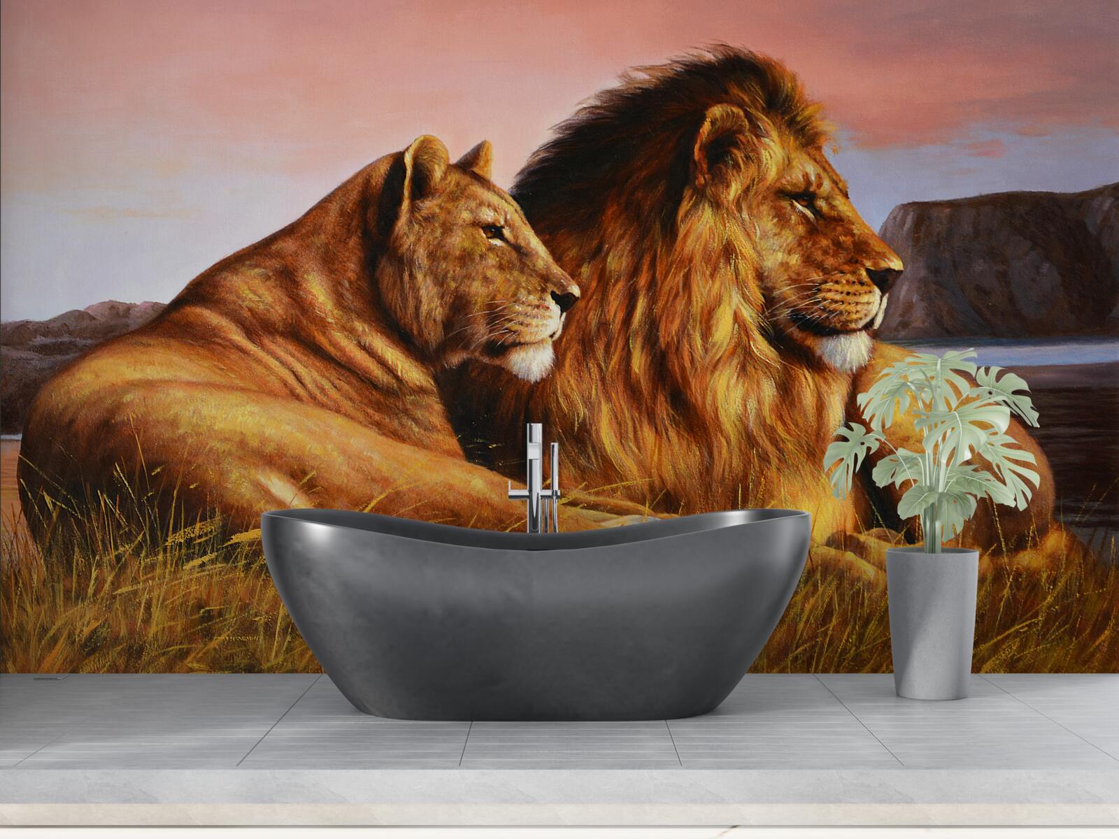 Fototapeta rodina levov bdie nad svojimi deťmi