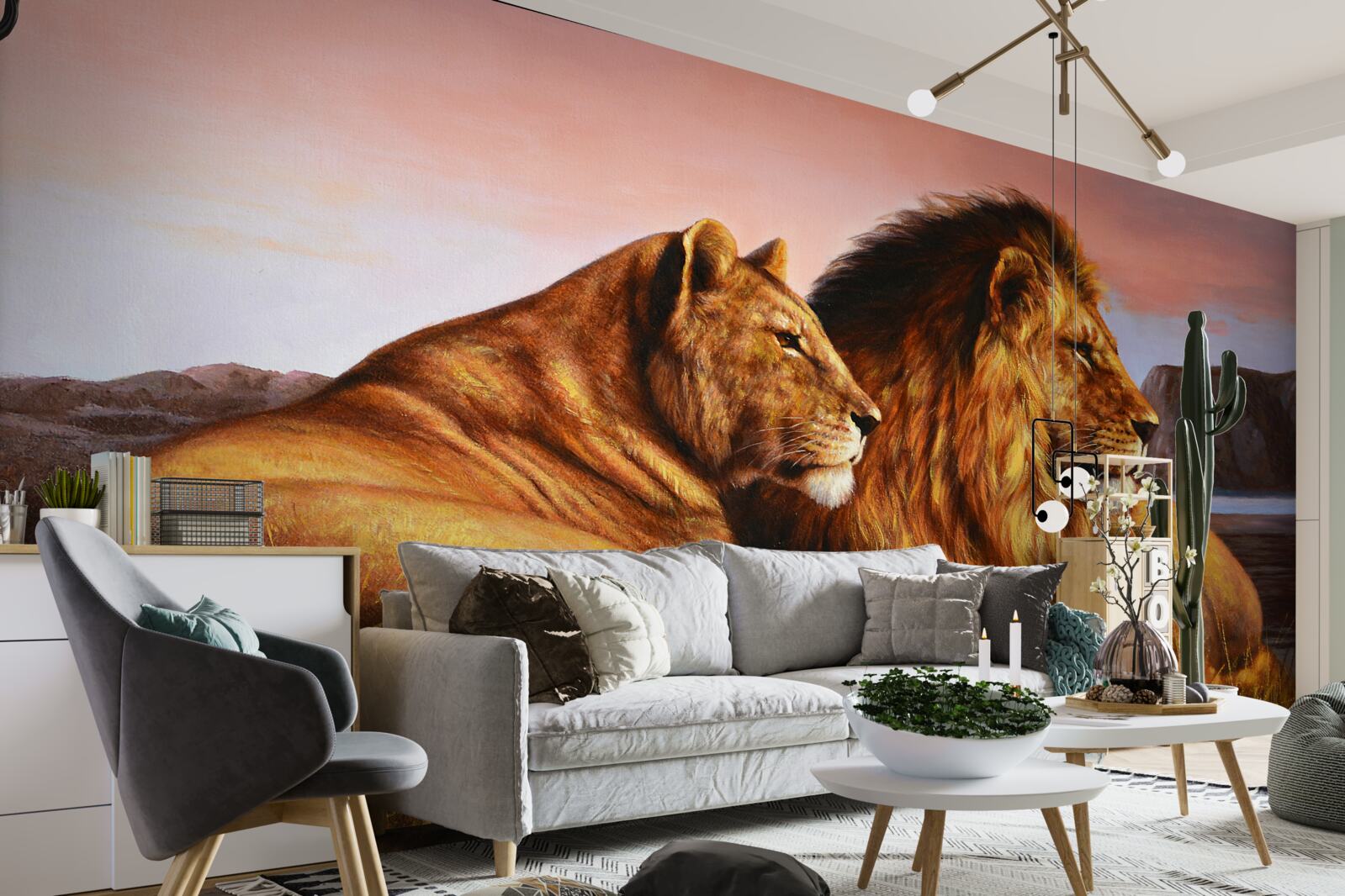 Fototapeta rodina levov bdie nad svojimi deťmi