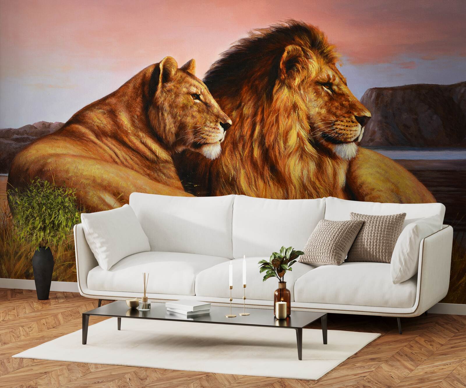 Fototapeta rodina levov bdie nad svojimi deťmi