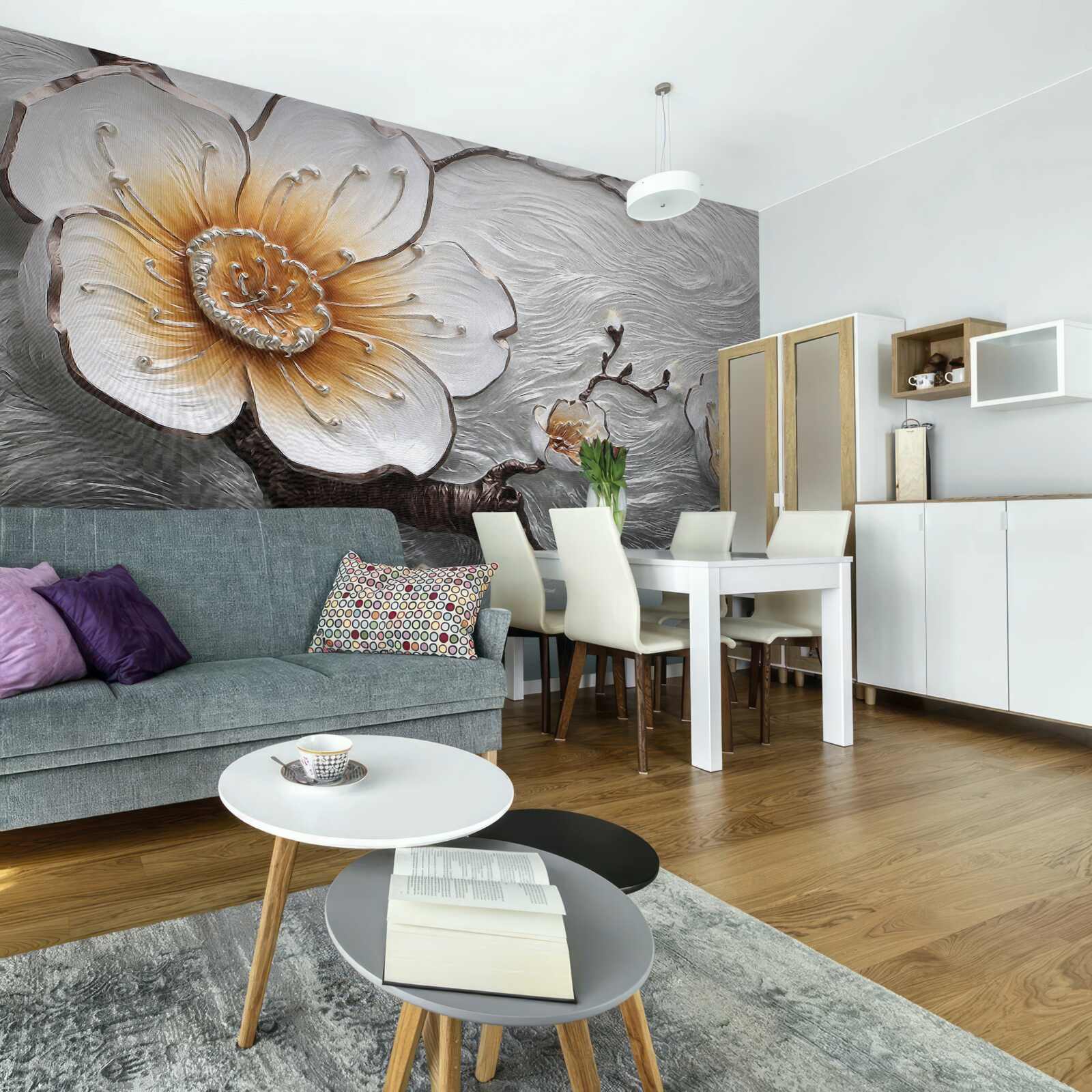 Fototapeta Snehobiela magnólia nad vodnou hmlou je očarujúco krásna