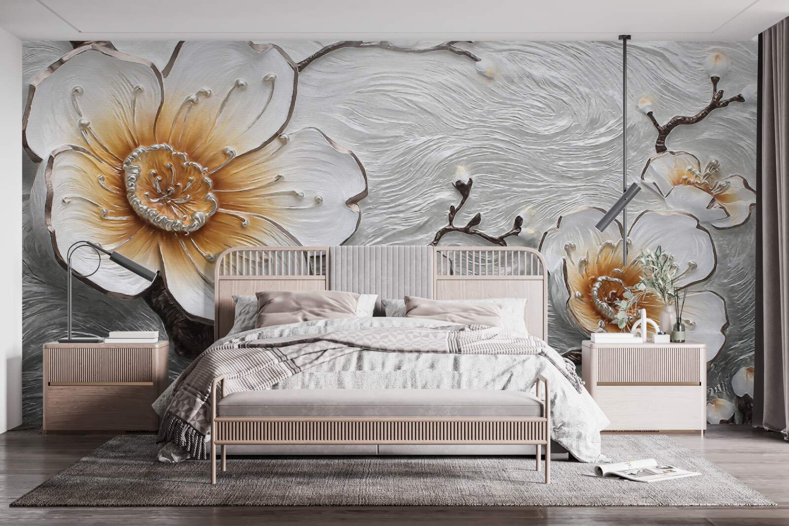 Fototapeta Snehobiela magnólia nad vodnou hmlou je očarujúco krásna