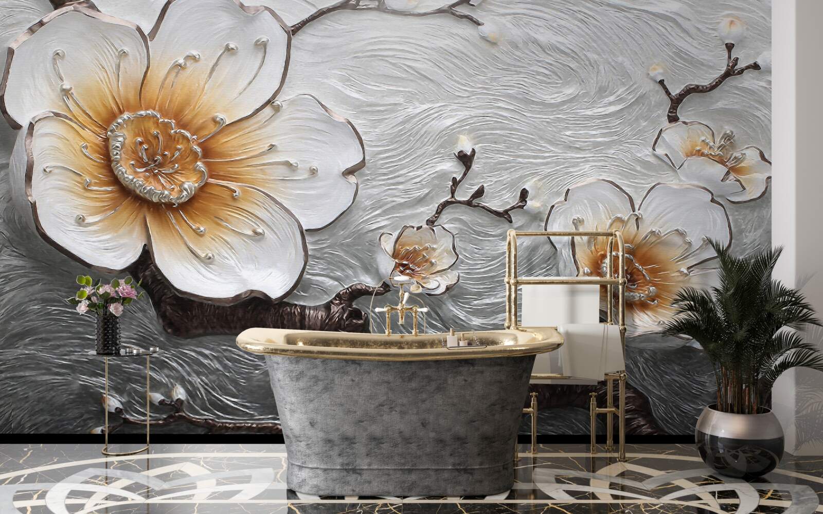 Fototapeta Snehobiela magnólia nad vodnou hmlou je očarujúco krásna