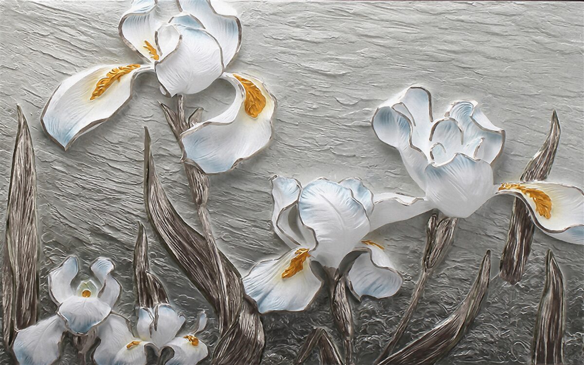 Fototapeta Snehobiele dúhovky v silnom poryve vetra