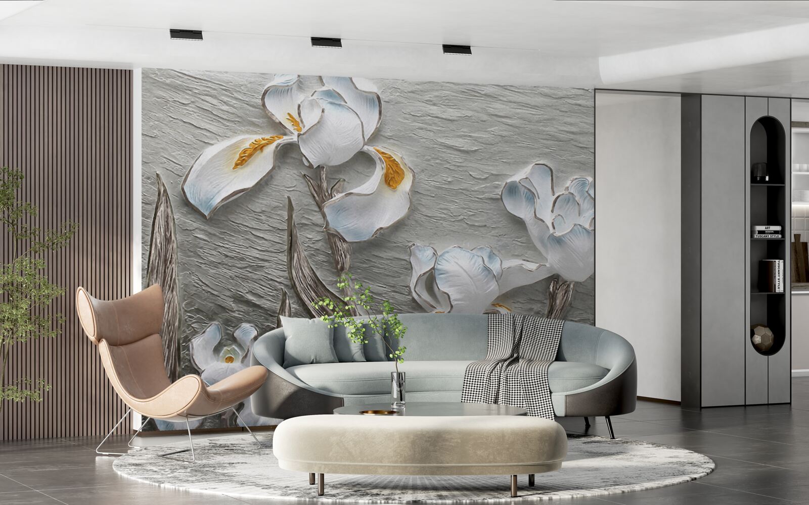 Fototapeta Snehobiele dúhovky v silnom poryve vetra