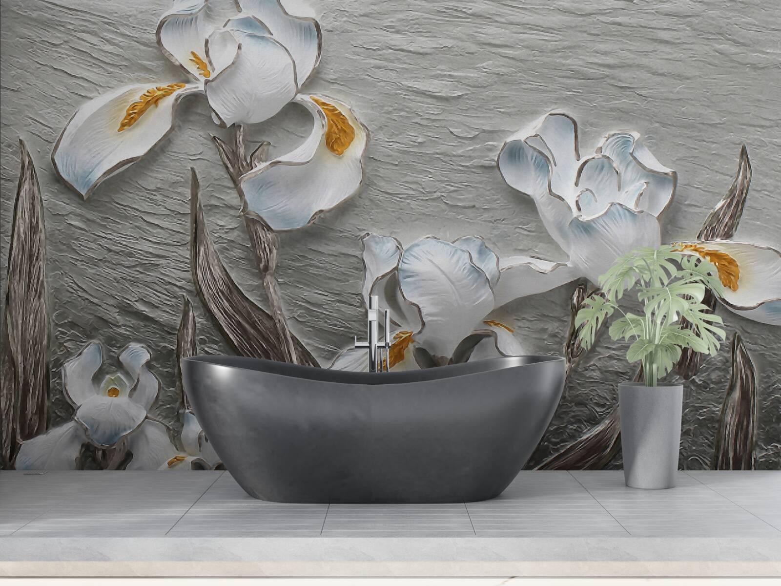 Fototapeta Snehobiele dúhovky v silnom poryve vetra