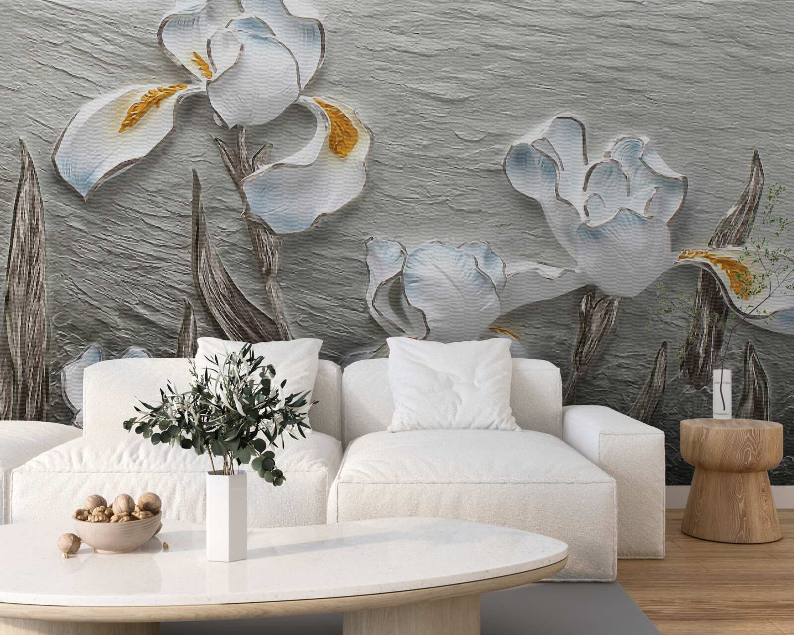 Fototapeta Snehobiele dúhovky v silnom poryve vetra