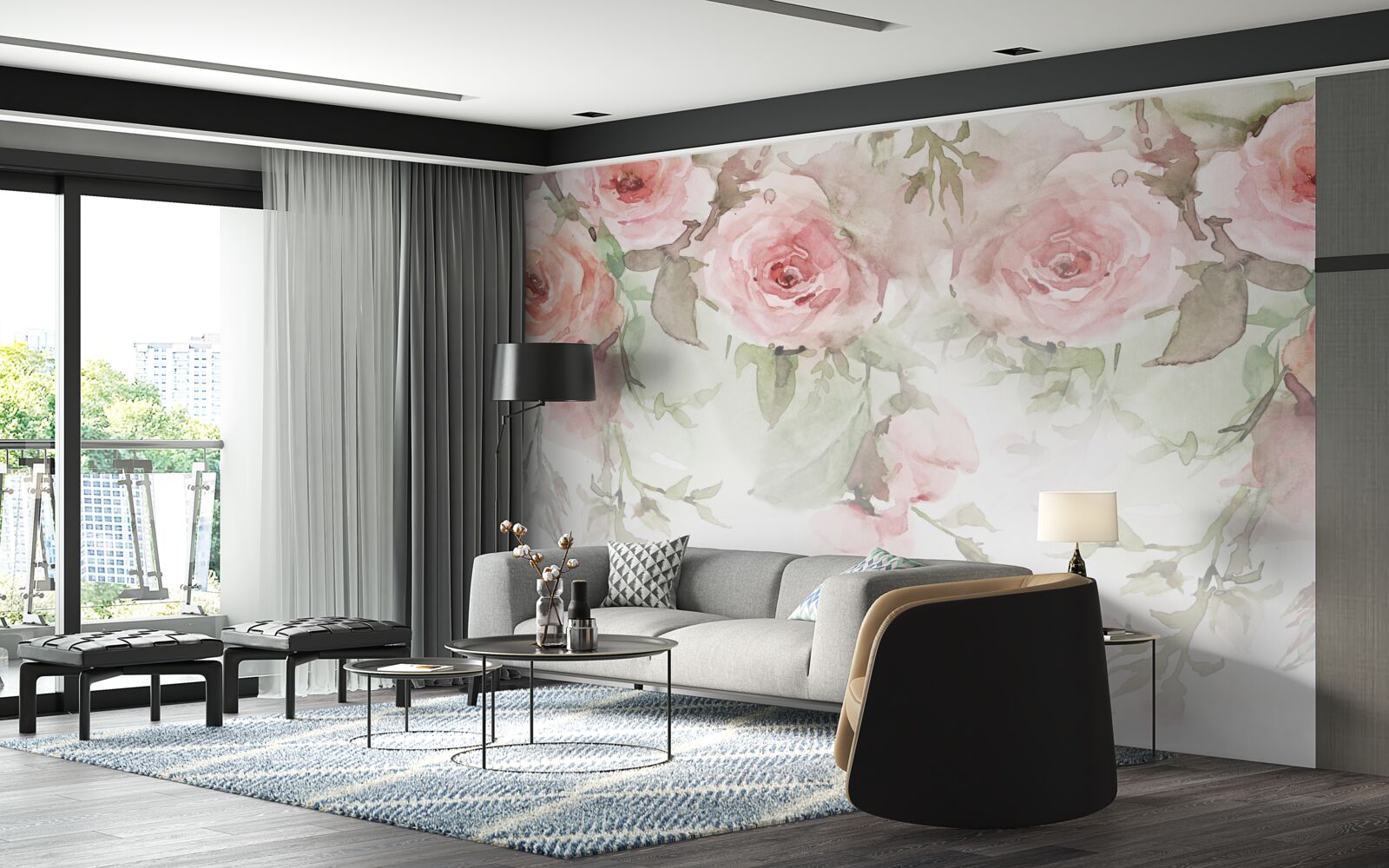 Fototapeta visia obrovské ružové kvety