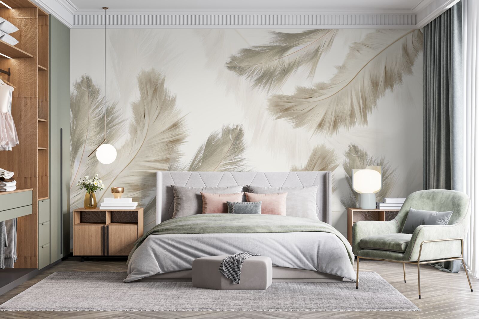 Fototapeta nadýchané perie vznášajúce sa vo vzduchu