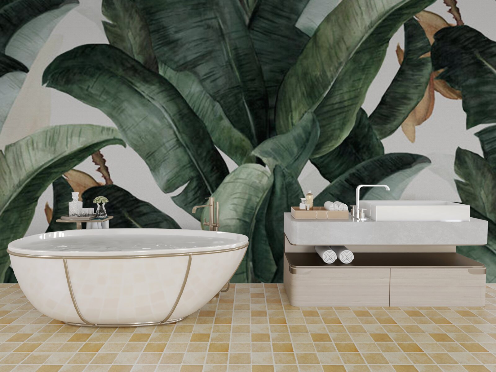 Fototapeta veľké tmavozelené listy z tropických oblastí