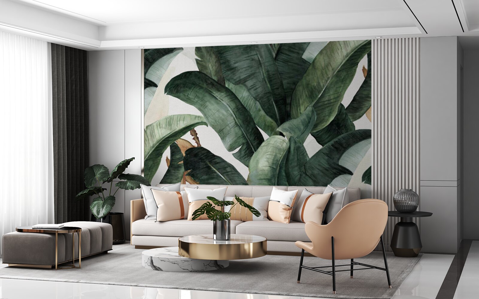 Fototapeta veľké tmavozelené listy z tropických oblastí