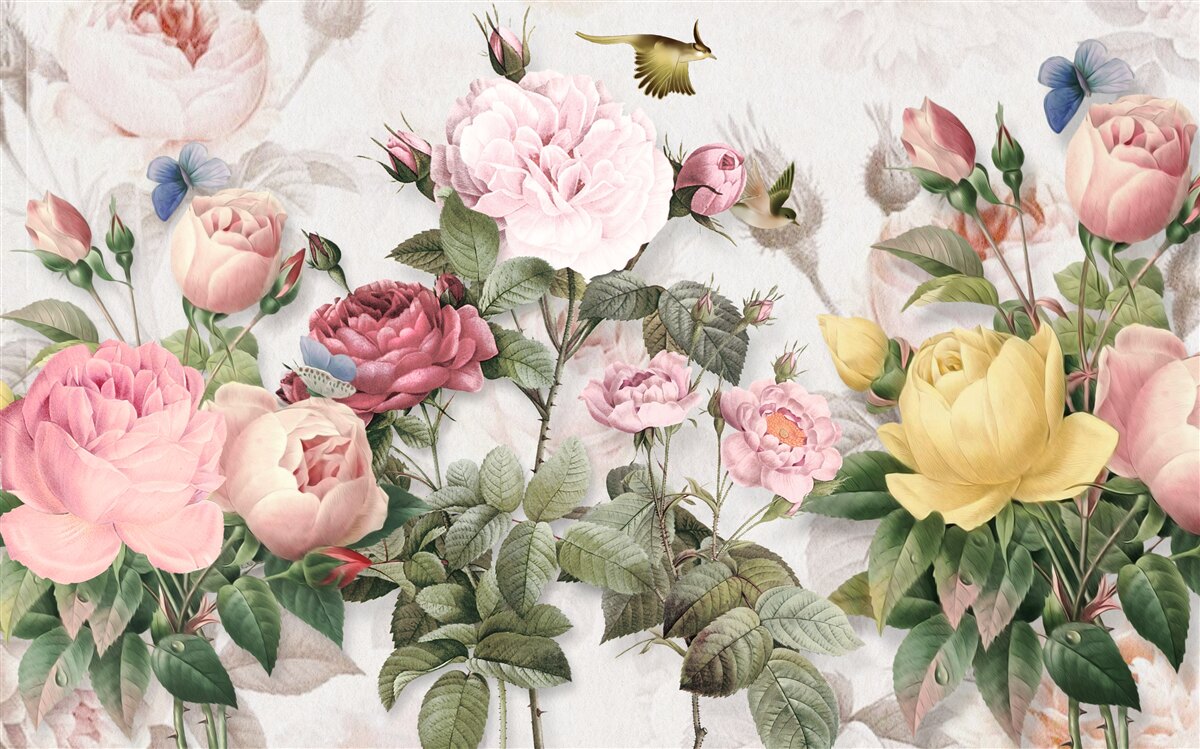 Fototapeta výbušný súbor zelených a letných kvetinových odtieňov