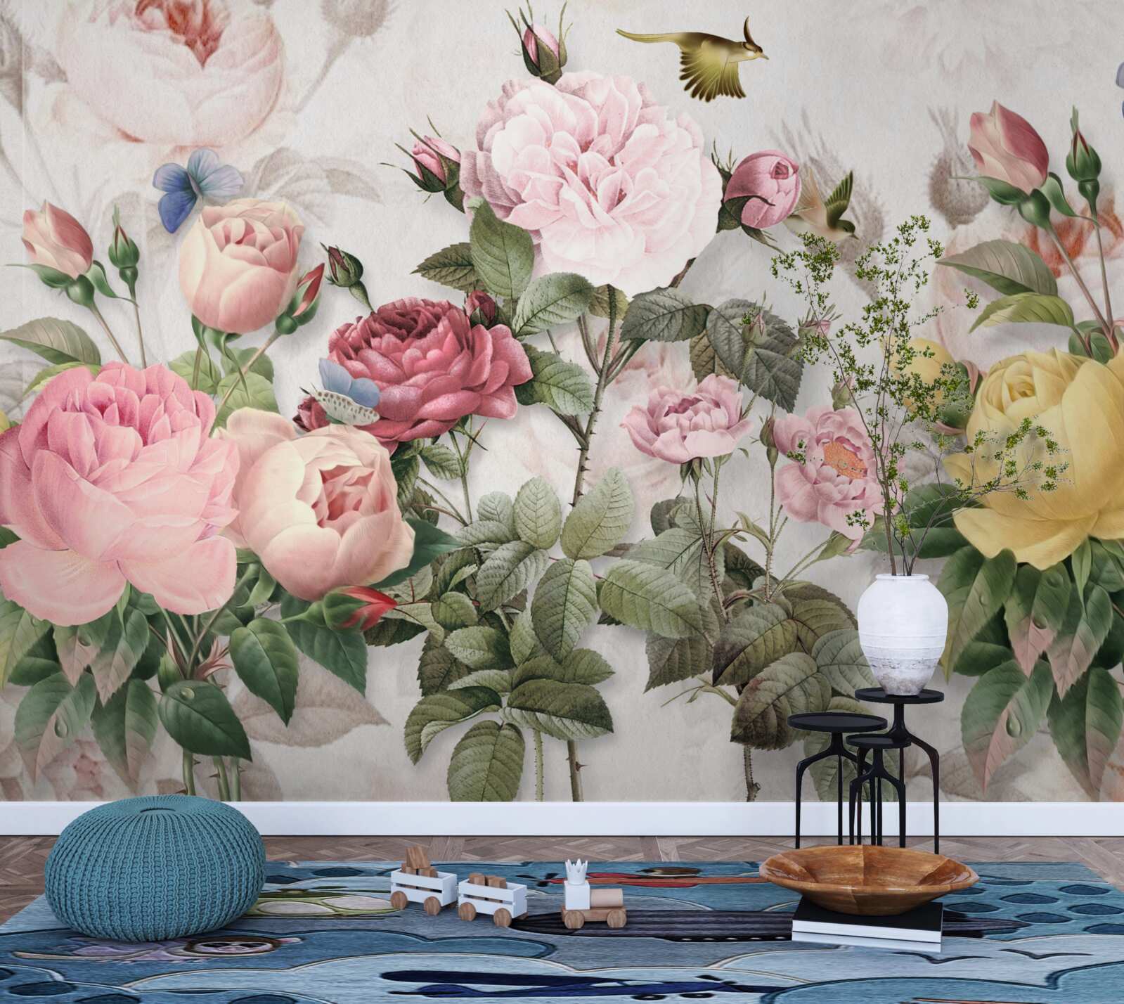 Fototapeta výbušný súbor zelených a letných kvetinových odtieňov