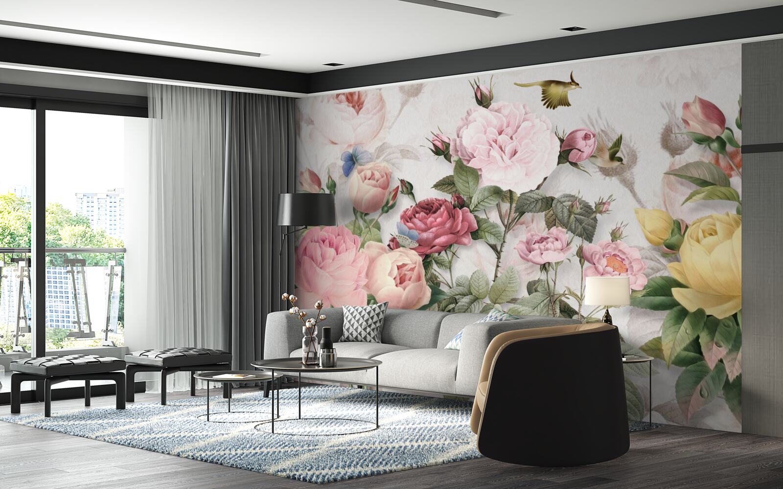 Fototapeta výbušný súbor zelených a letných kvetinových odtieňov