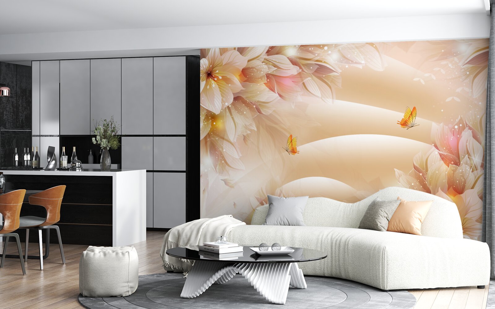 Fototapeta rozkvitnuté puky zdobia hnedý hodváb