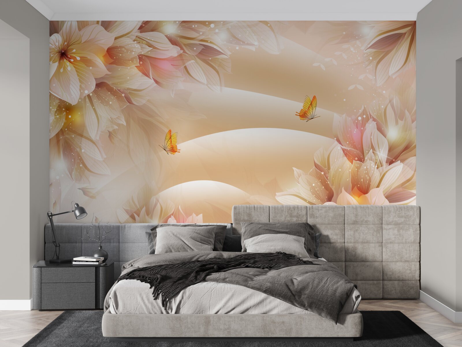 Fototapeta rozkvitnuté puky zdobia hnedý hodváb