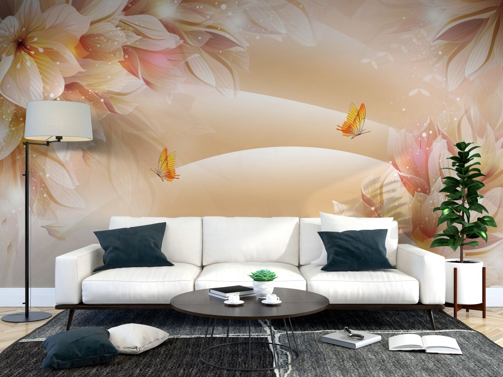 Fototapeta rozkvitnuté puky zdobia hnedý hodváb