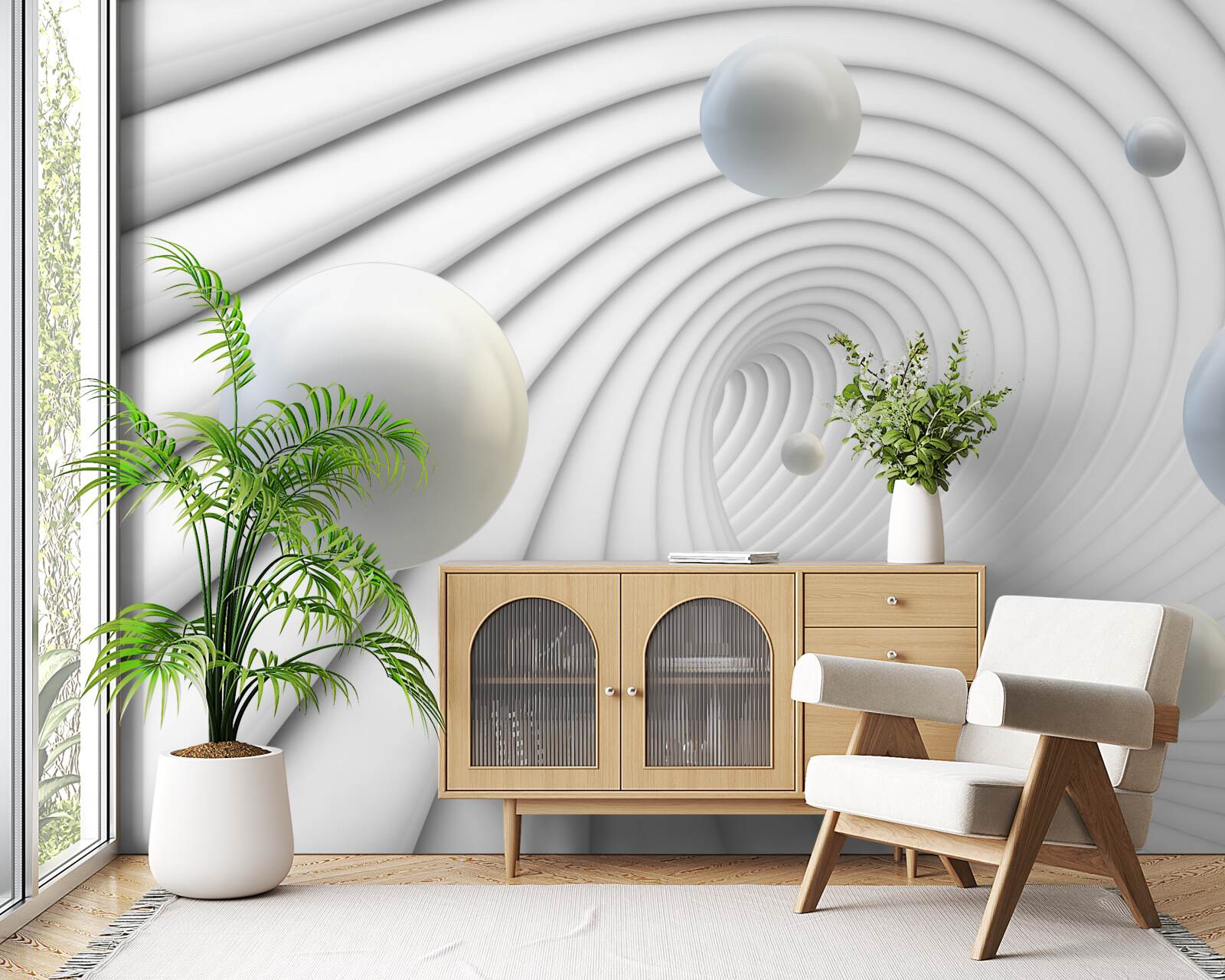 Fototapeta biele guľôčky sa hladko vznášajú vo vzduchu