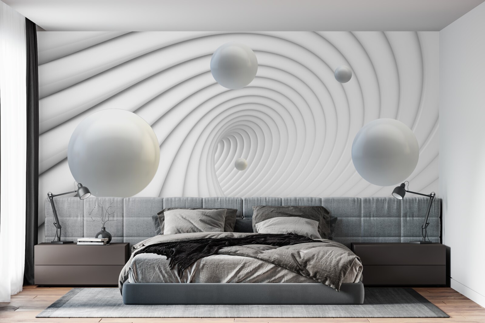 Fototapeta biele guľôčky sa hladko vznášajú vo vzduchu