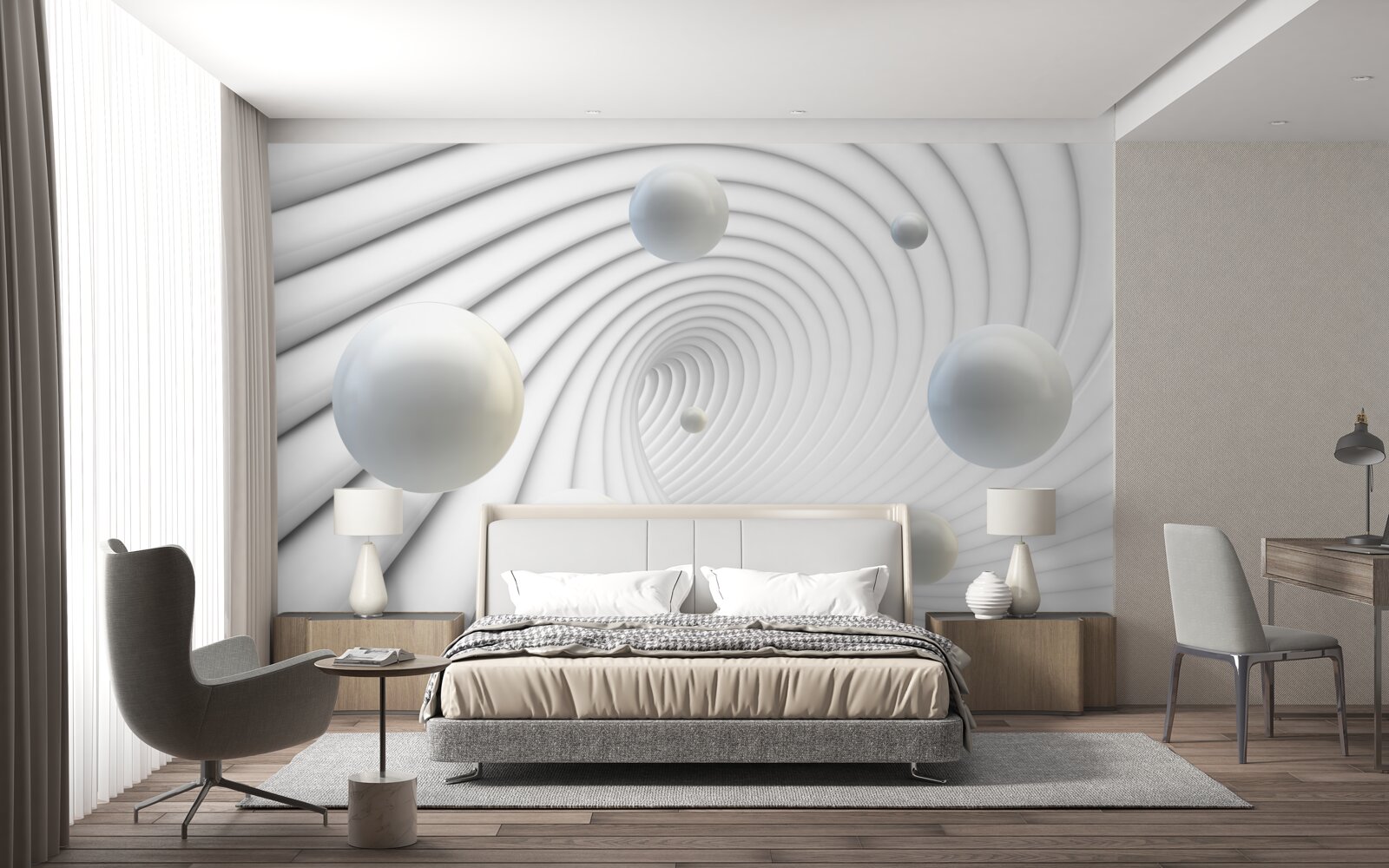 Fototapeta biele guľôčky sa hladko vznášajú vo vzduchu