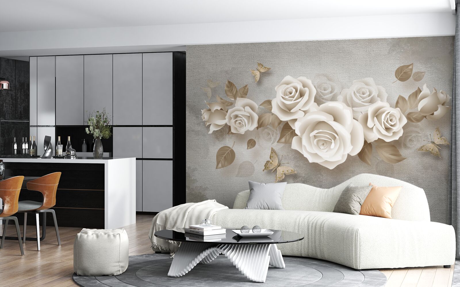 Fototapeta pôvabná stonka ruže zo slonoviny