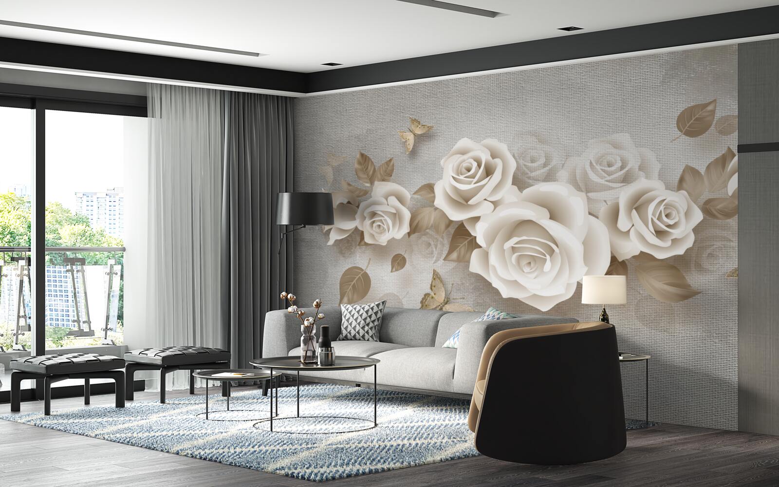 Fototapeta pôvabná stonka ruže zo slonoviny