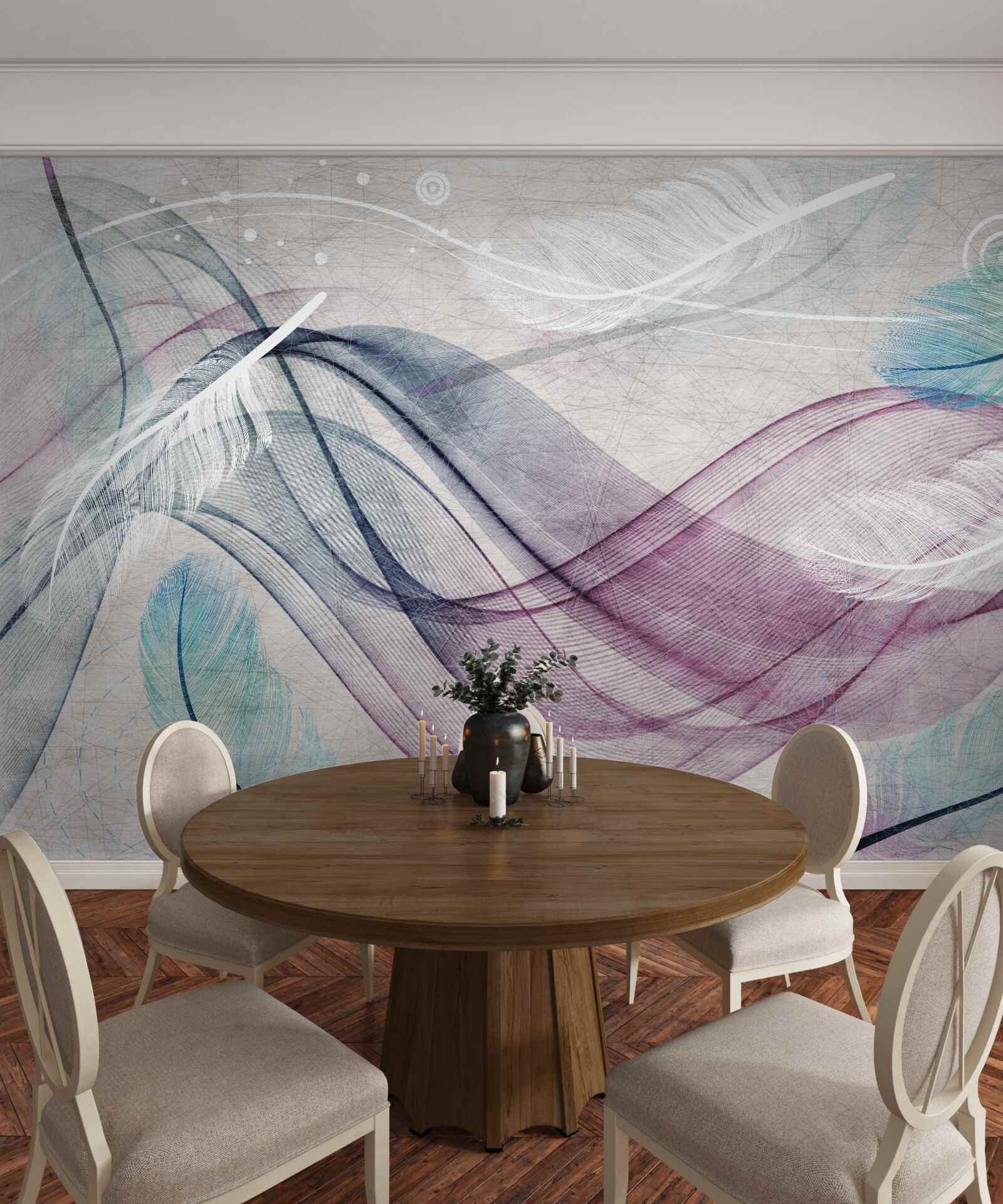 Fototapeta abstrakcia vo farbách peria a vĺn