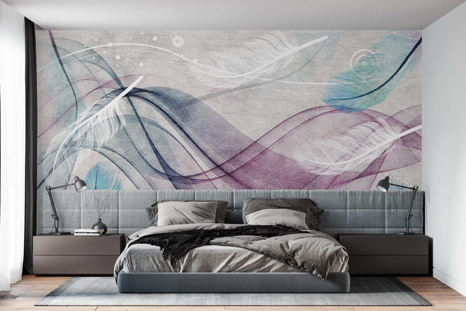 Fototapeta abstrakcia vo farbách peria a vĺn